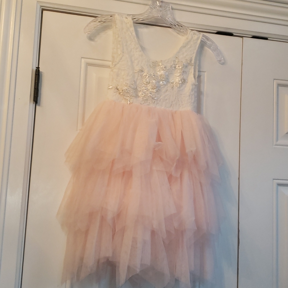 Lace and blush dress